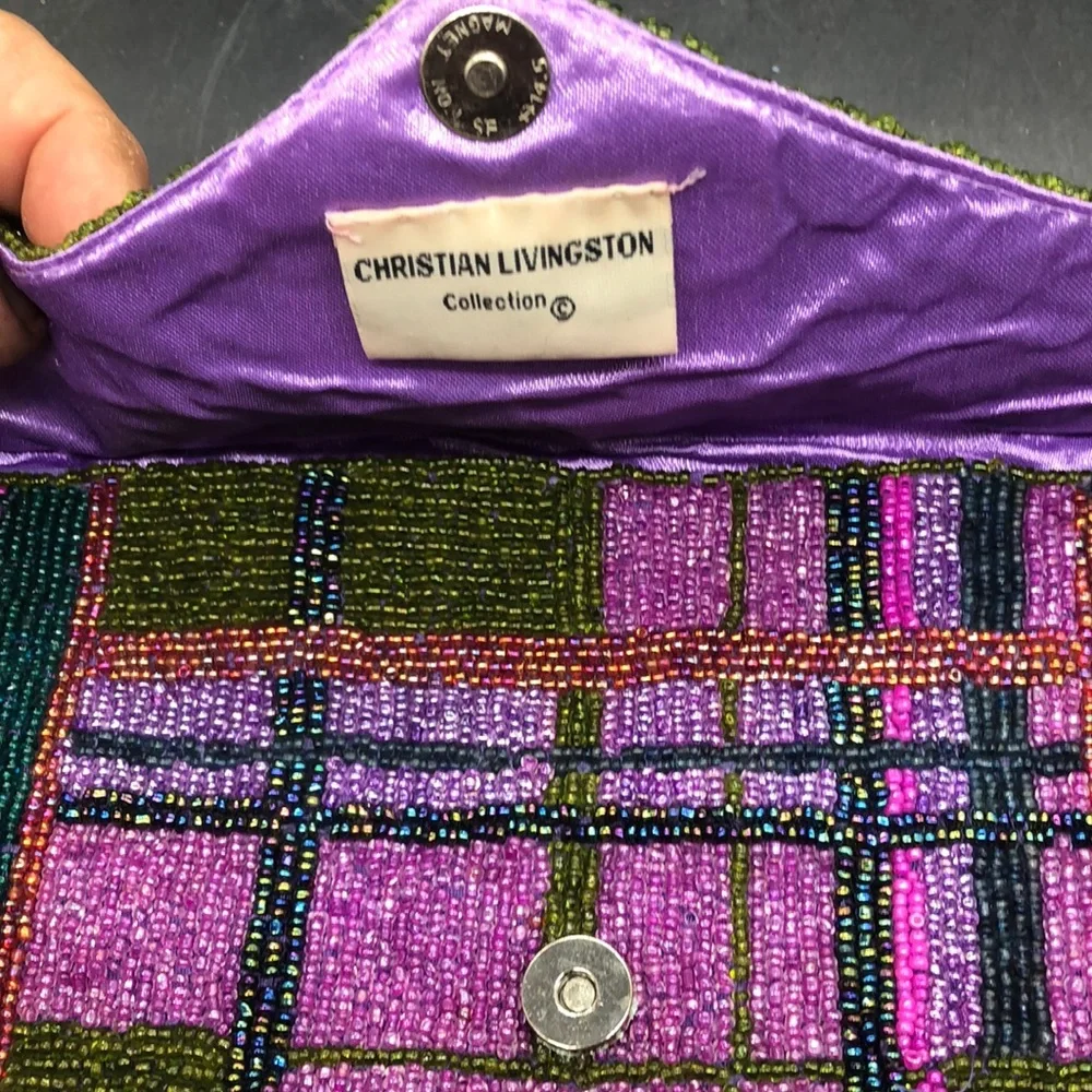 Purple Beaded Envelop Bag
